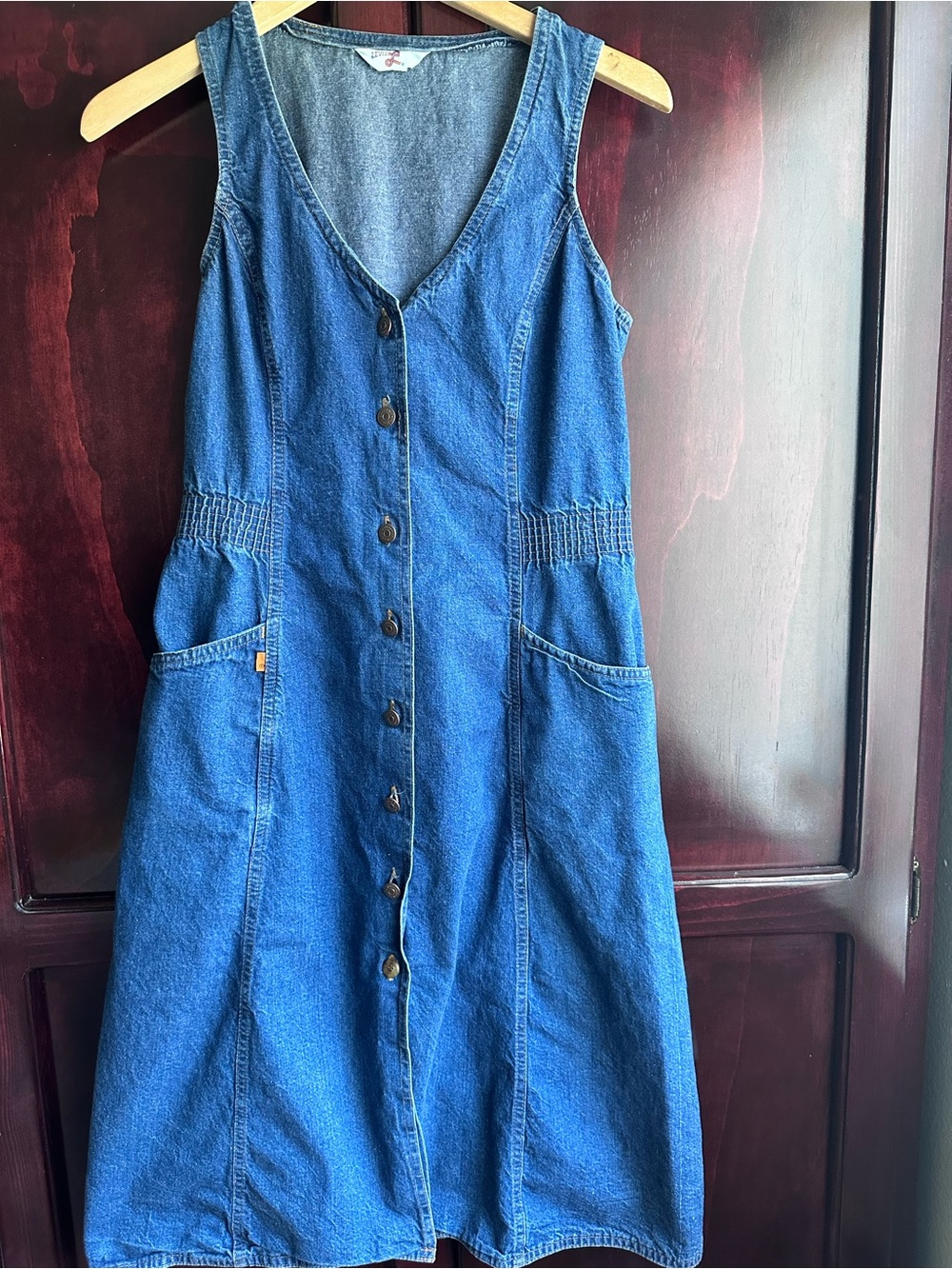 1970s Levi's Denim Tank Dress Button-Front - Picture 12 of 16